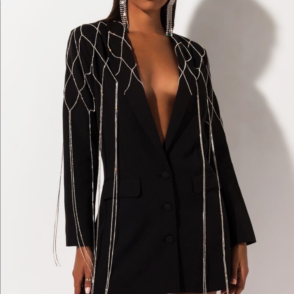 Coat Blazer Dress with crystal fringes WOW 🤩